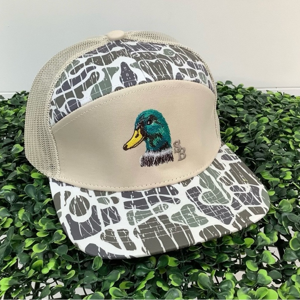 Speckle Bellies Beige and Green Duck Embroidered Cap